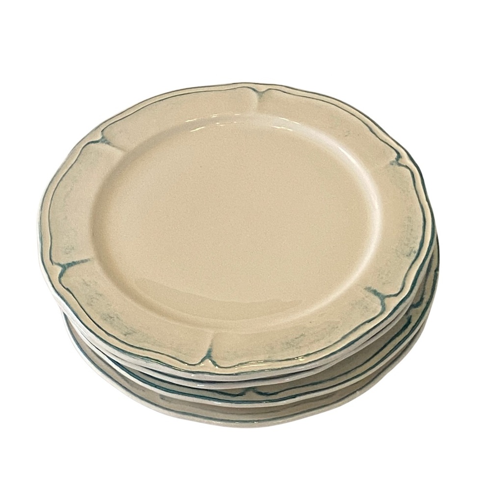 LA TAVOLA Turquoise Wave Trim Accent Salad Plates